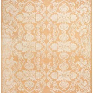 Contemporary Handwoven Wool Needlepoint Rug — Beige-Ivory Color