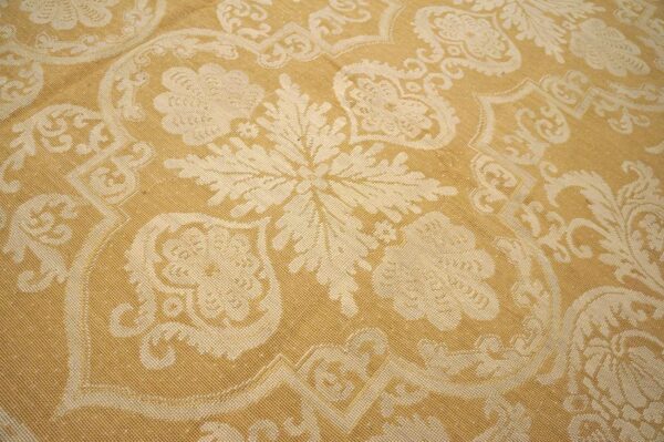 Contemporary handwoven wool needlepoint rug — beige-ivory color - detail view 10