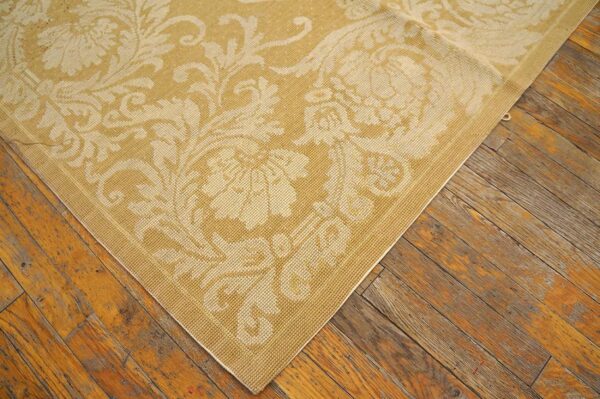 Contemporary handwoven wool needlepoint rug — beige-ivory color - detail view 11