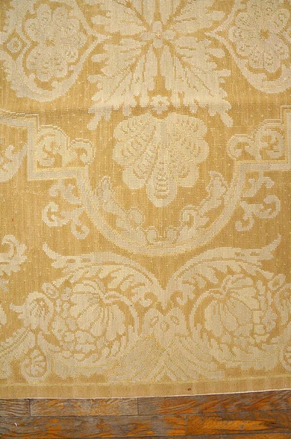 Contemporary handwoven wool needlepoint rug — beige-ivory color - detail view 3