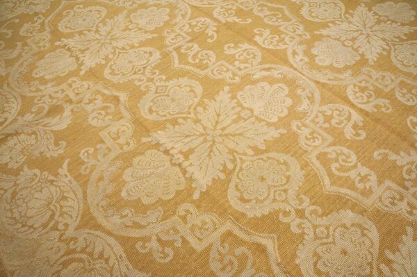 Contemporary handwoven wool needlepoint rug — beige-ivory color - detail view 4