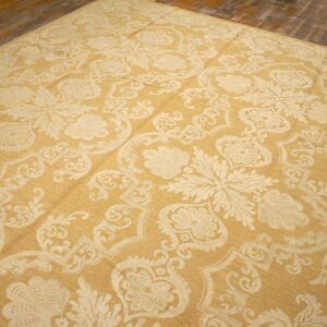 Contemporary Handwoven Wool Needlepoint Rug — Beige-Ivory Color - detail view 5