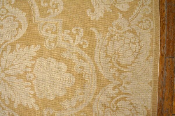Contemporary handwoven wool needlepoint rug — beige-ivory color - detail view 6