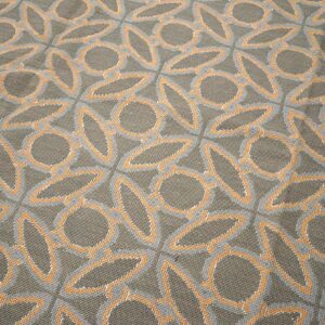 Contemporary Handwoven Wool Needlepoint Rug — Blue & Orange Circles Geometric - detail view 3