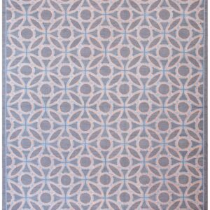 Contemporary Handwoven Wool Needlepoint Rug — Blue & Orange Circles Geometric, 9'×12'