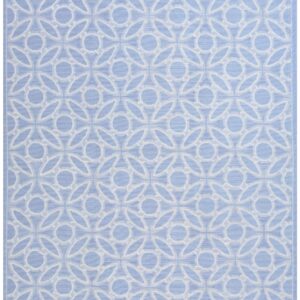 Contemporary Handwoven Wool Needlepoint Rug, Blue And White