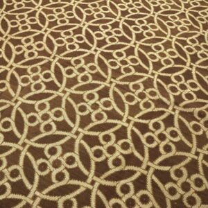 Contemporary Handwoven Wool Needlepoint Rug — Brown & Ivory Cross-Circles - detail view 4