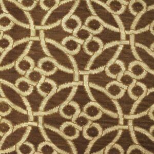 Contemporary Handwoven Wool Needlepoint Rug — Brown & Ivory Cross-Circles - detail view 5