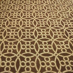 Contemporary Handwoven Wool Needlepoint Rug — Brown & Ivory Cross-Circles - detail view 6