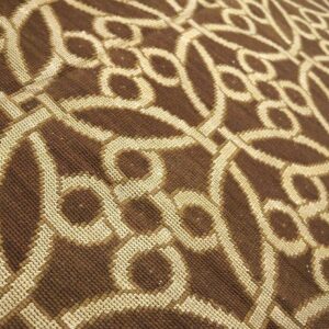 Contemporary Handwoven Wool Needlepoint Rug — Brown & Ivory Cross-Circles - detail view 7