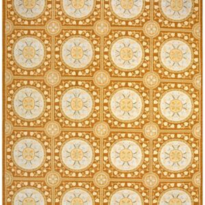 Contemporary Handwoven Wool Needlepoint Rug, Brown with silk highlights