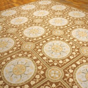 Contemporary Handwoven Wool Needlepoint Rug, Brown with silk highlights - detail view 2