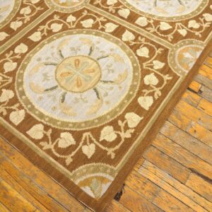 Contemporary Handwoven Wool Needlepoint Rug, Brown with silk highlights - detail view 7