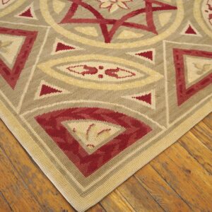 Contemporary Handwoven Wool Needlepoint Rug â€” Colorful Geometric Composition - detail view 5