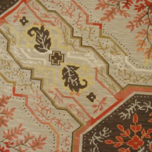 Contemporary Handwoven Wool Needlepoint Rug â€” Floral-Medallion Composition - detail view 4