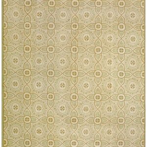 Contemporary Handwoven Wool Needlepoint Rug — Four-Star Motif