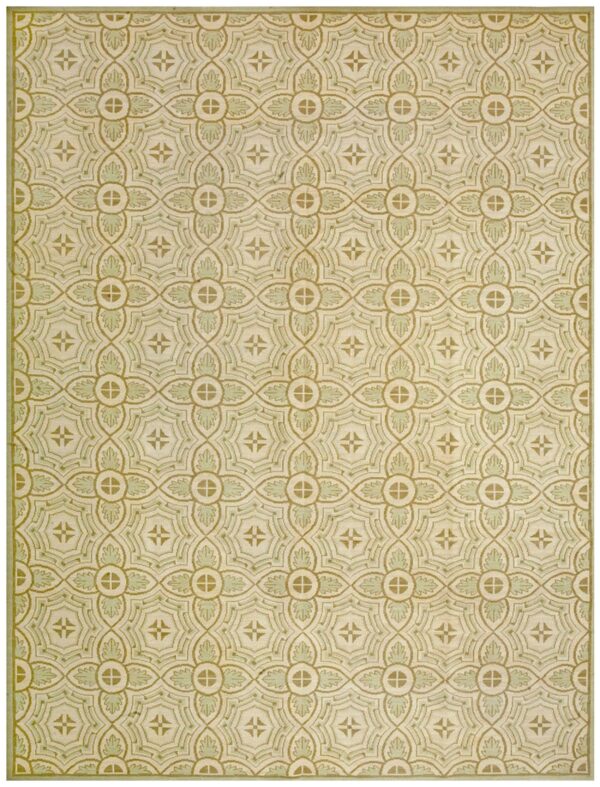 Contemporary handwoven wool needlepoint rug — four-star motif