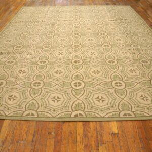 Contemporary Handwoven Wool Needlepoint Rug — Four-Star Motif - detail view 1