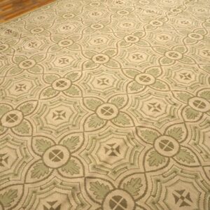 Contemporary Handwoven Wool Needlepoint Rug — Four-Star Motif - detail view 2