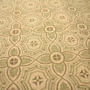 Contemporary Handwoven Wool Needlepoint Rug — Four-Star Motif - detail view 3