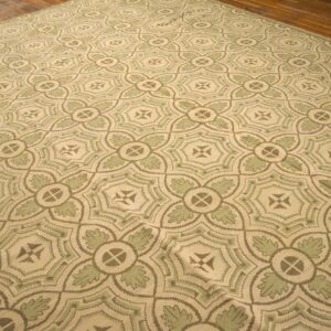 Contemporary Handwoven Wool Needlepoint Rug — Four-Star Motif - detail view 4