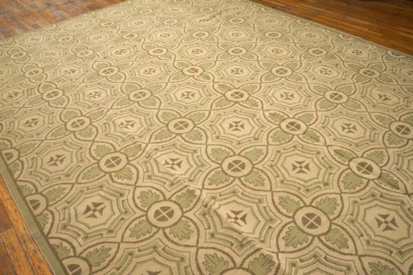 Contemporary handwoven wool needlepoint rug — four-star motif - detail view 4