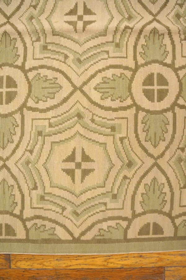 Contemporary handwoven wool needlepoint rug — four-star motif - detail view 5