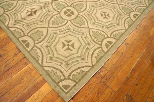 Contemporary handwoven wool needlepoint rug — four-star motif - detail view 7