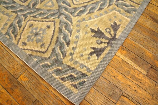 Contemporary handwoven wool needlepoint rug â€” geometric pattern - detail view 9