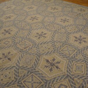 Contemporary Handwoven Wool Needlepoint Rug â€” Geometric Pattern - detail view 2