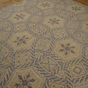 Contemporary Handwoven Wool Needlepoint Rug â€” Geometric Pattern - detail view 4