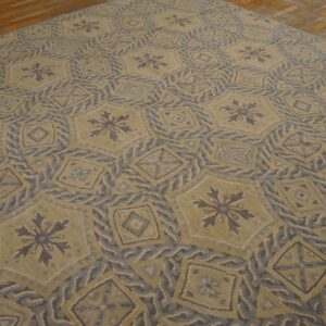 Contemporary Handwoven Wool Needlepoint Rug â€” Geometric Pattern - detail view 7