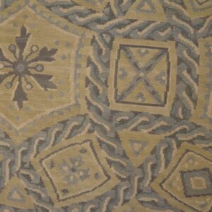 Contemporary Handwoven Wool Needlepoint Rug â€” Gray Geometric - detail view 6