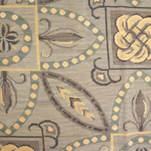Contemporary Handwoven Wool Needlepoint Rug â€” Gray Ground, Geometric Pattern - detail view 3