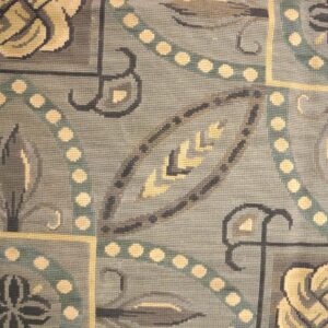 Contemporary Handwoven Wool Needlepoint Rug â€” Gray Ground, Geometric Pattern - detail view 7