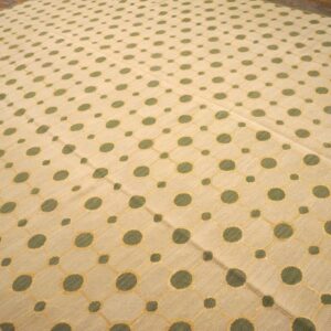 Contemporary Handwoven Wool Needlepoint Rug, Green with silk highlights - detail view 3