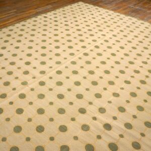 Contemporary Handwoven Wool Needlepoint Rug, Green with silk highlights - detail view 5