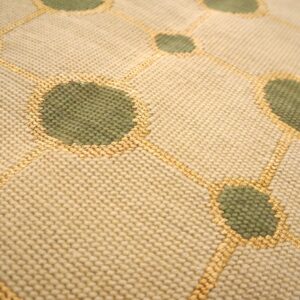 Contemporary Handwoven Wool Needlepoint Rug, Green with silk highlights - detail view 6