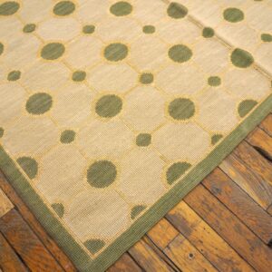 Contemporary Handwoven Wool Needlepoint Rug, Green with silk highlights - detail view 8
