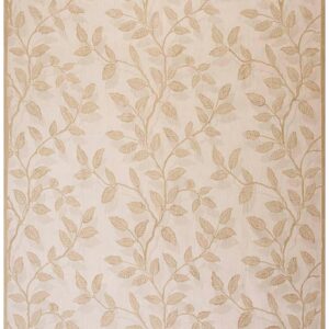 Contemporary Handwoven Wool Needlepoint Rug â€” Ivory Ground, Floral Composition