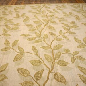 Contemporary Handwoven Wool Needlepoint Rug â€” Ivory Ground, Floral Composition - detail view 5