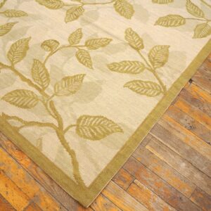 Contemporary Handwoven Wool Needlepoint Rug â€” Ivory Ground, Floral Composition - detail view 6