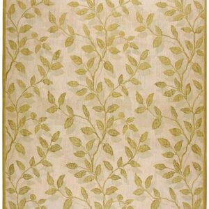Contemporary Handwoven Wool Needlepoint Rug â€” Ivory Ground, Glamorous Branches