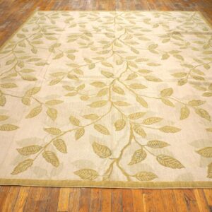 Contemporary Handwoven Wool Needlepoint Rug â€” Ivory Ground, Glamorous Branches - detail view 1