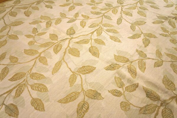 Contemporary handwoven wool needlepoint rug â€” ivory ground, glamorous branches - detail view 2