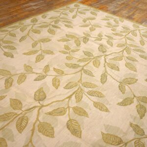 Contemporary Handwoven Wool Needlepoint Rug â€” Ivory Ground, Glamorous Branches - detail view 3