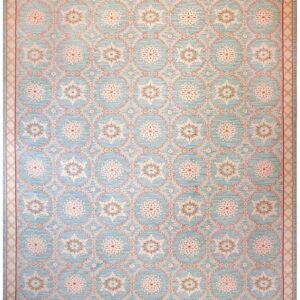 Contemporary Handwoven Wool Needlepoint Rug â€” Light Blue Color
