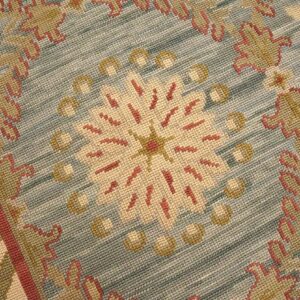 Contemporary Handwoven Wool Needlepoint Rug â€” Light Blue Color - detail view 2