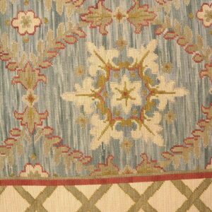 Contemporary Handwoven Wool Needlepoint Rug â€” Light Blue Color - detail view 3