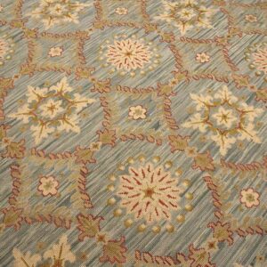 Contemporary Handwoven Wool Needlepoint Rug â€” Light Blue Color - detail view 4